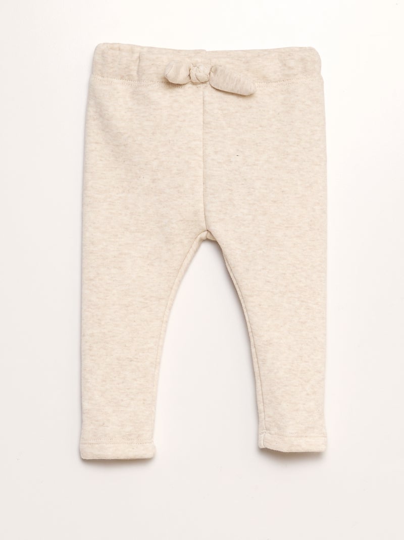 Pantalon en molleton avec nœud Beige - Kiabi