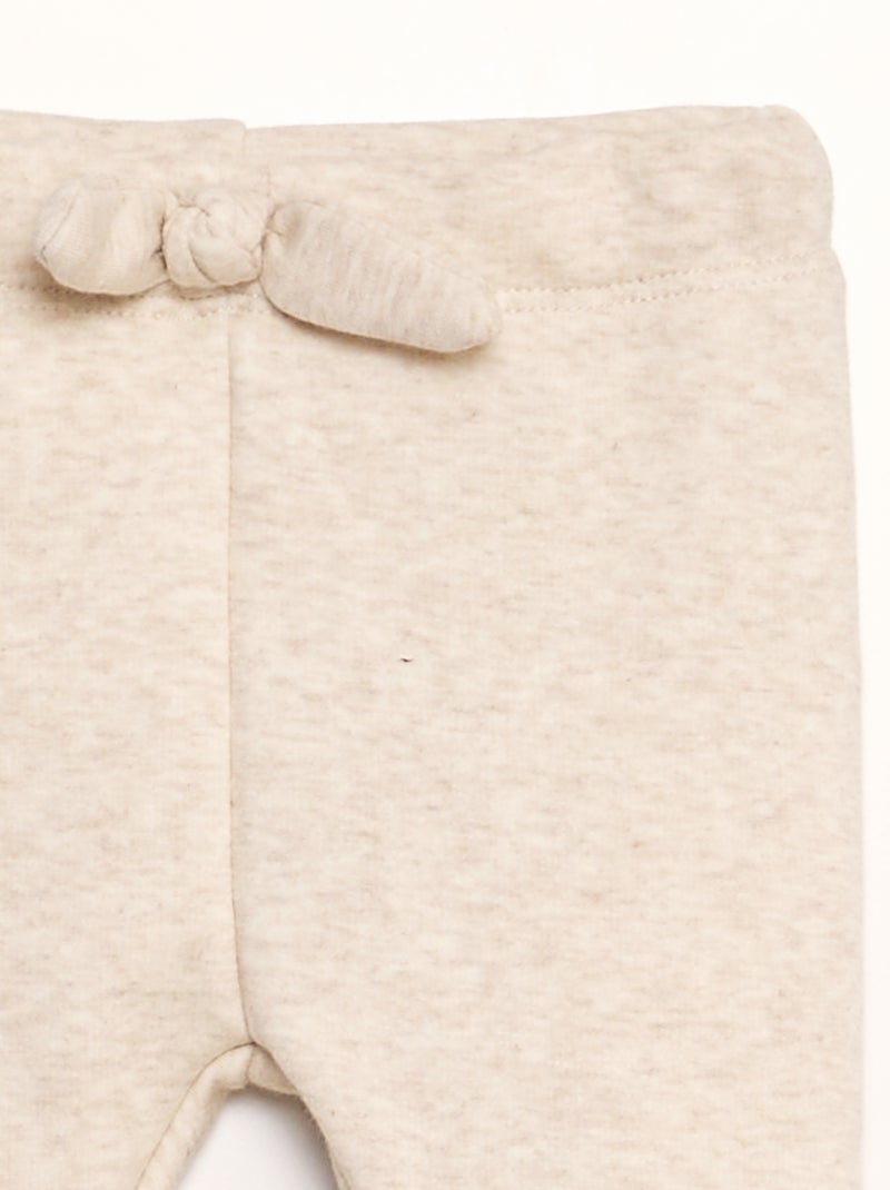 Pantalon en molleton avec nœud Beige - Kiabi