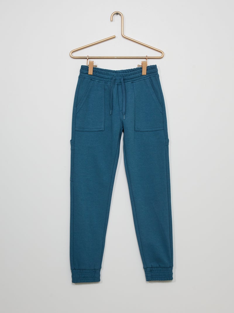 Pantalon en molleton avec poches bleu indien - Kiabi