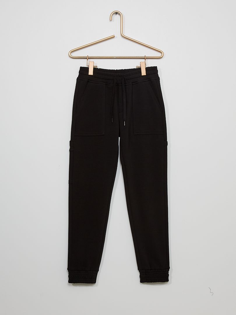 Pantalon en molleton avec poches noir - Kiabi