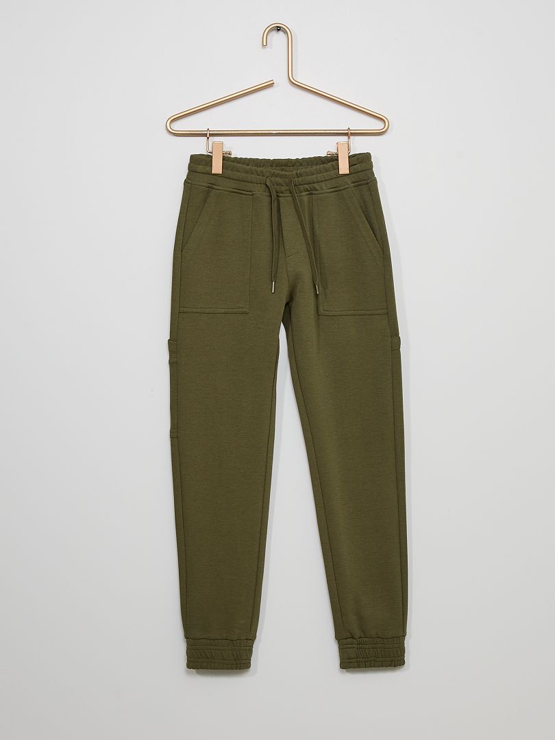 Pantalon en molleton avec poches vert foncé - Kiabi
