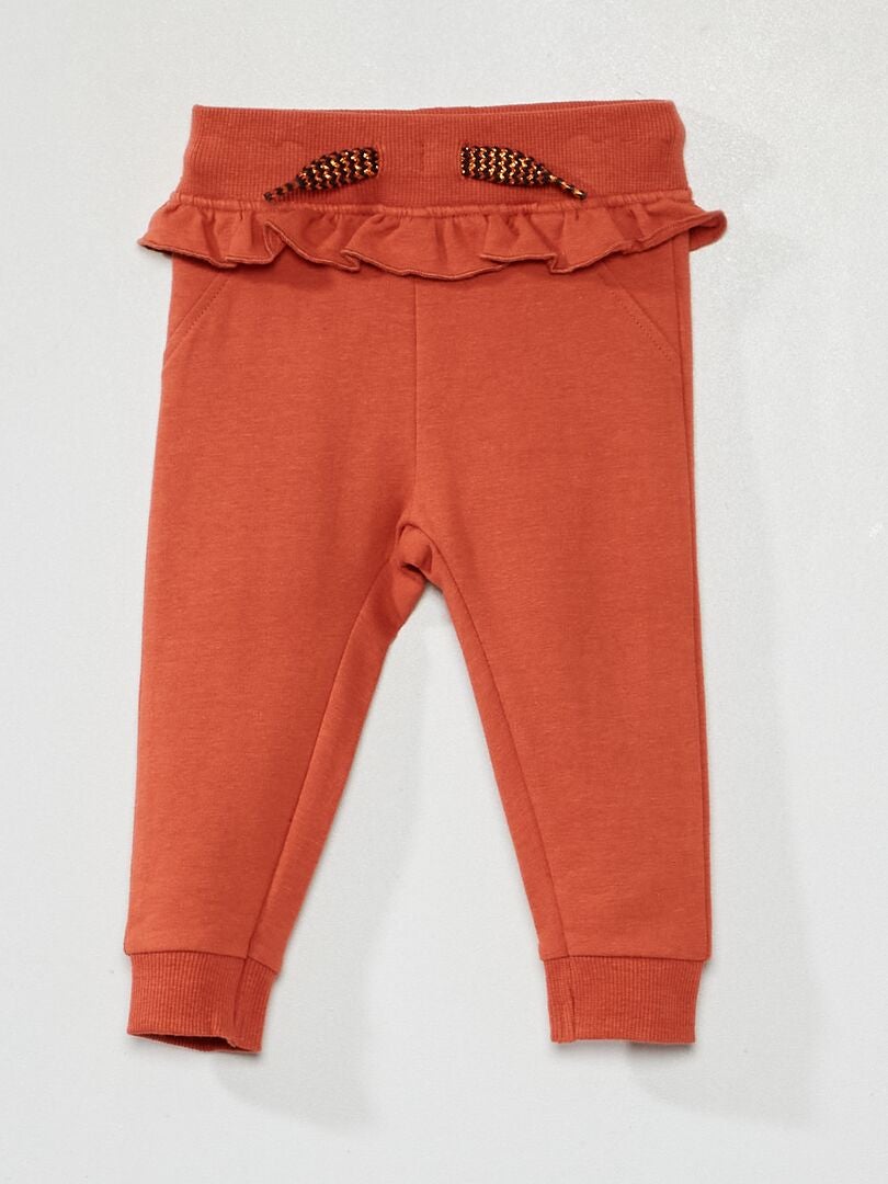Pantalon en molleton avec volant Orange - Kiabi