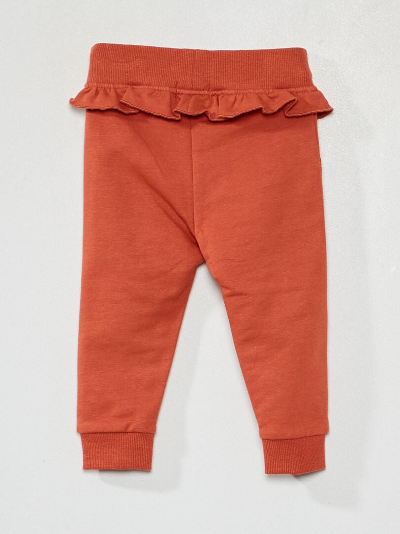 Pantalon en molleton avec volant Orange - Kiabi