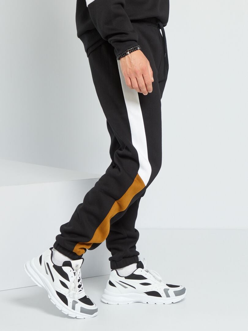 Pantalon en molleton color block Noir - Kiabi
