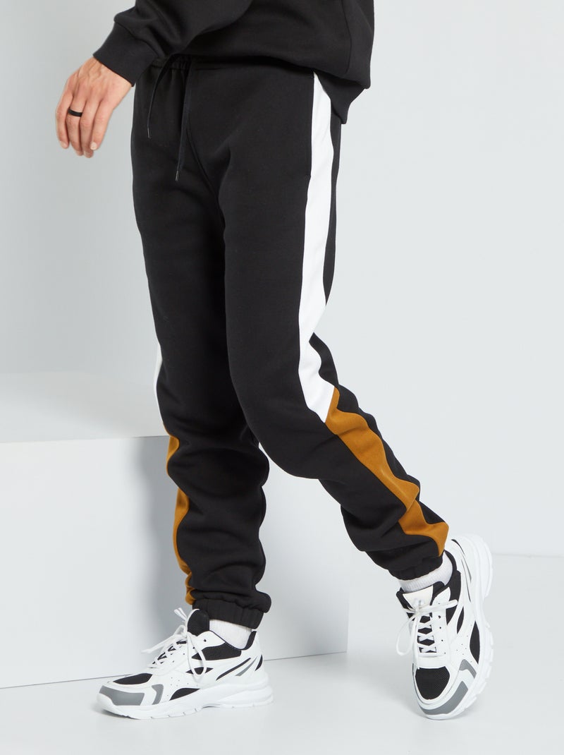 Pantalon en molleton color block Noir - Kiabi