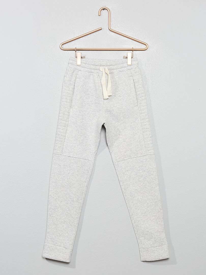 Pantalon en molleton détail relief gris chiné - Kiabi