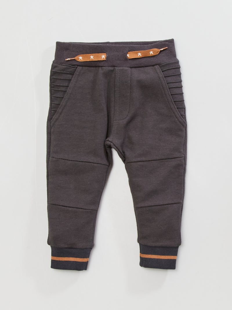 Pantalon en molleton détails contrastants anthracite - Kiabi