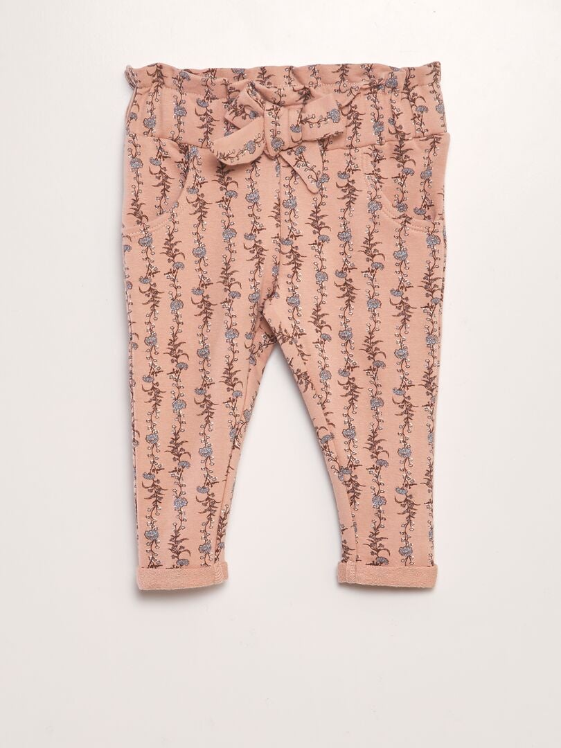 Pantalon en molleton fleuri Rose - Kiabi