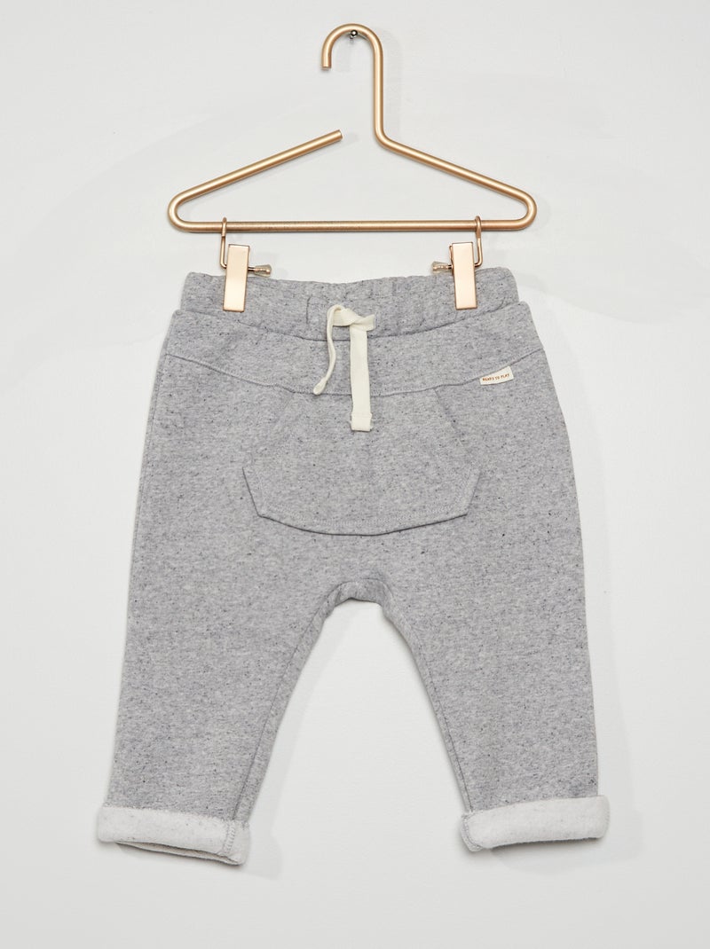Pantalon en molleton gris chiné - Kiabi