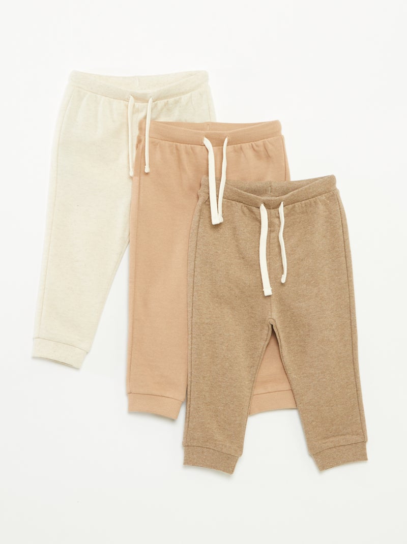 Pantalon en molleton léger avec taille élastiquée Beige - Kiabi