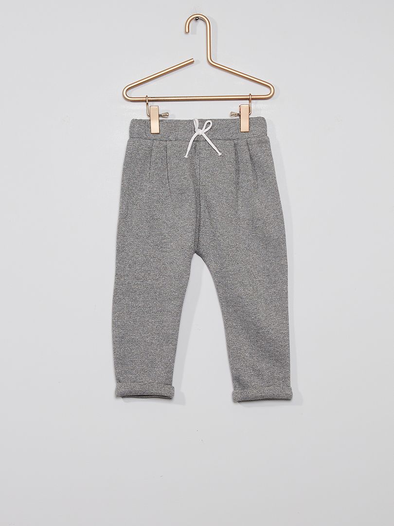 Pantalon en molleton rayé gris - Kiabi