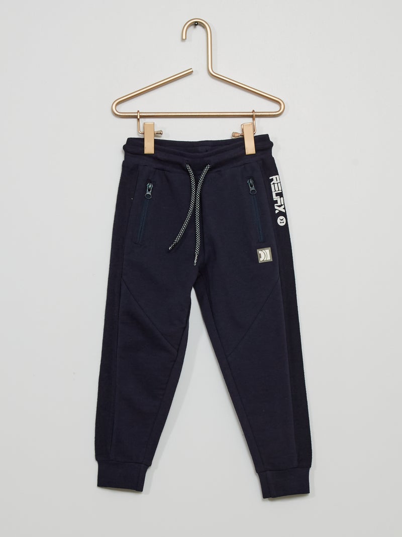 Pantalon en molleton type jogging bleu marine - Kiabi