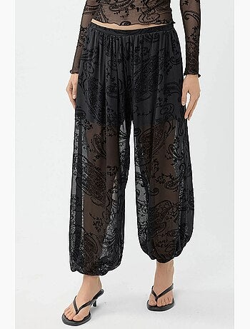 Pantalon en mousseline à imprimé cachemire coupe décontractée busem