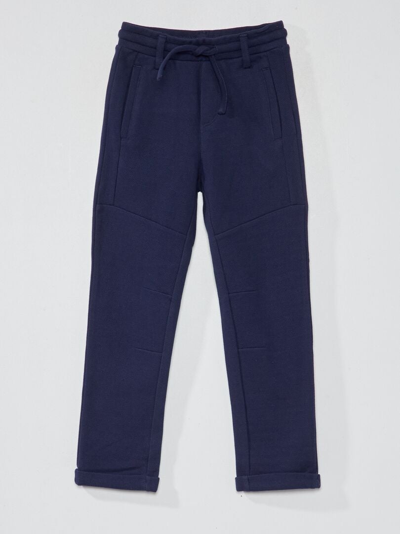 Pantalon en piqué de coton - Coupe + ajustée bleu noir - Kiabi