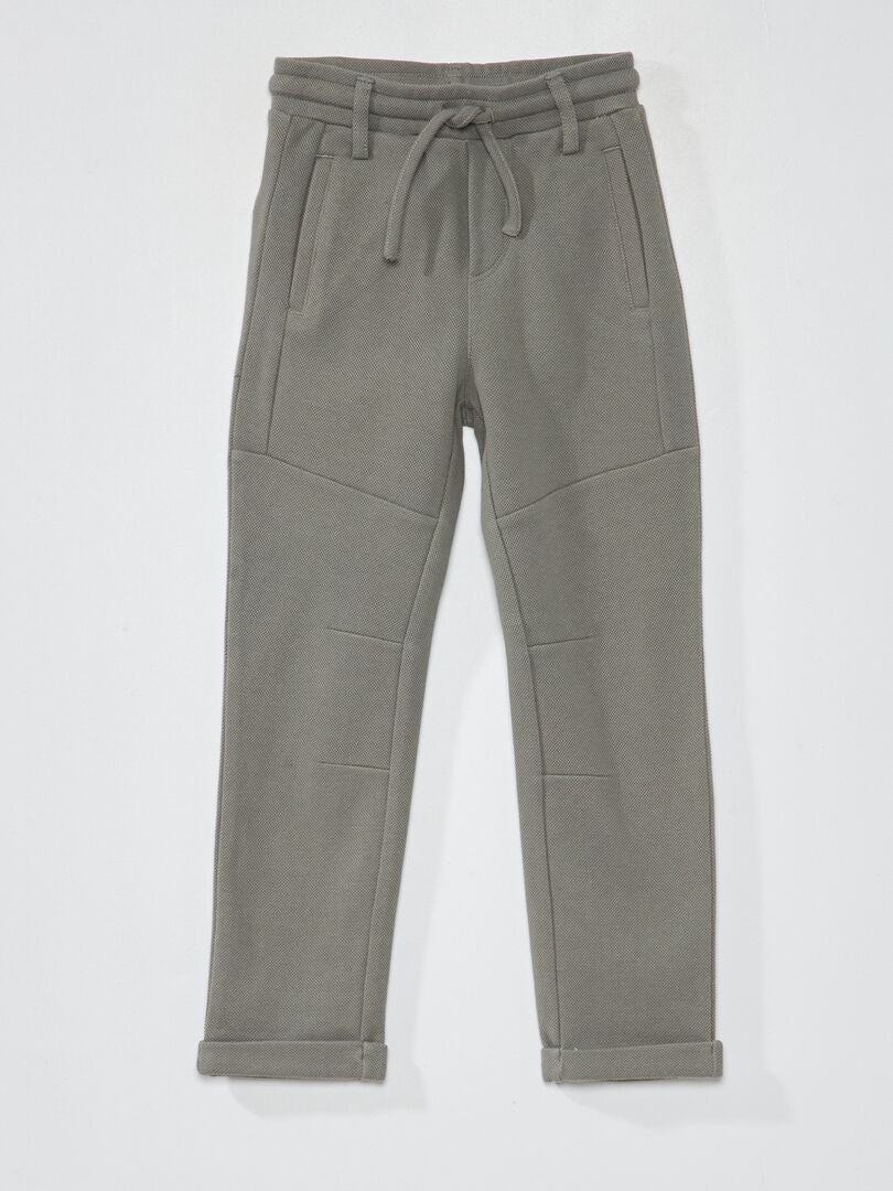 Pantalon en piqué de coton - Coupe + ajustée Vert - Kiabi