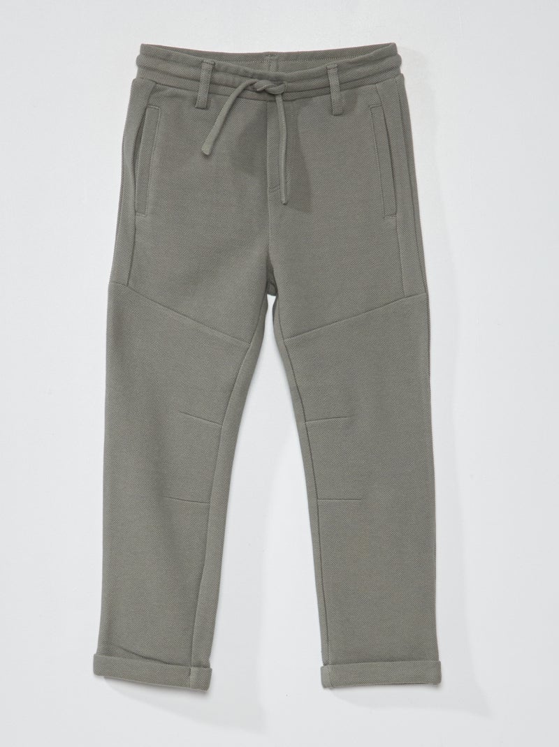 Pantalon en piqué de coton - Coupe + confortable Vert - Kiabi