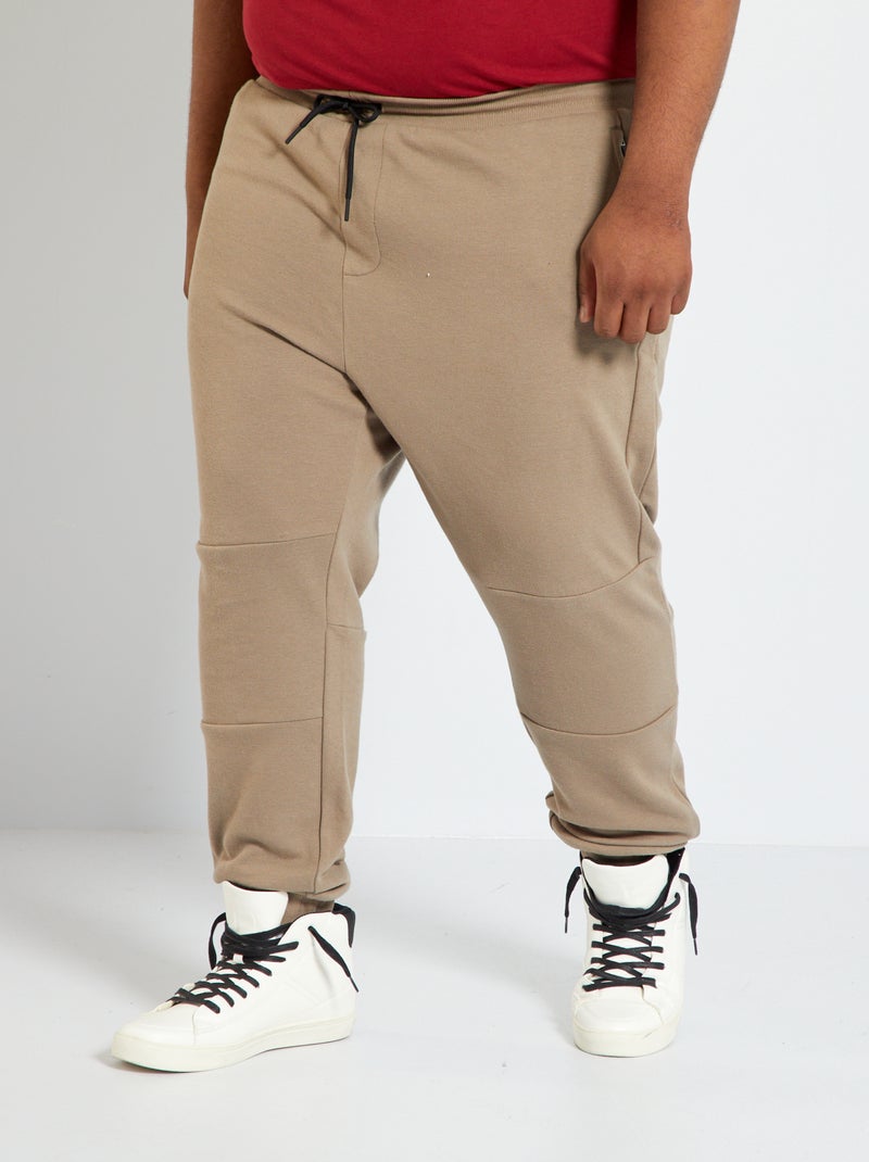 Pantalon en piqué de coton gris beige - Kiabi