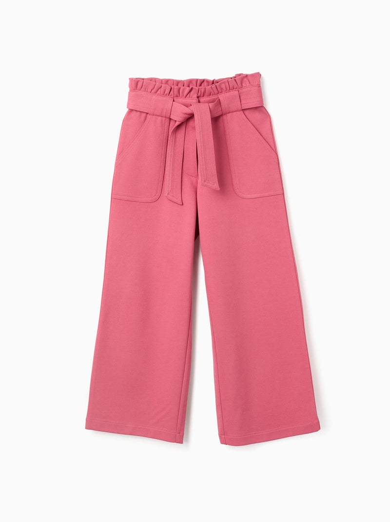 Pantalon en Point de Rome Wide Leg Rose foncé - Kiabi