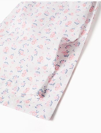 Pantalon en popeline à jambe large avec motif floral