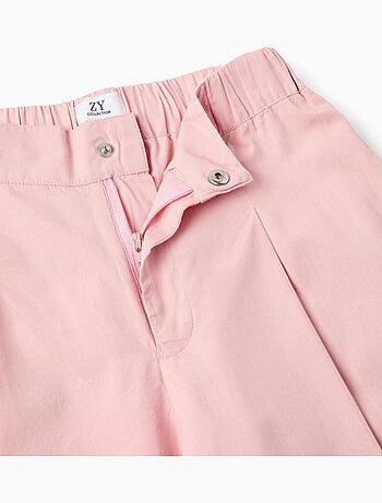 Pantalon en popeline à jambes larges et plis à l'avant