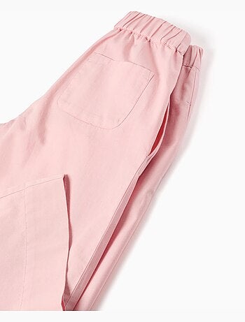 Pantalon en popeline à jambes larges et plis à l'avant