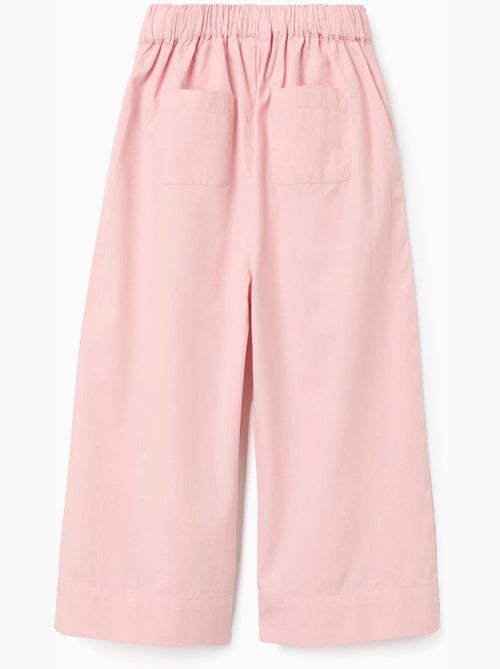 Pantalon en popeline à jambes larges et plis à l'avant - Kiabi