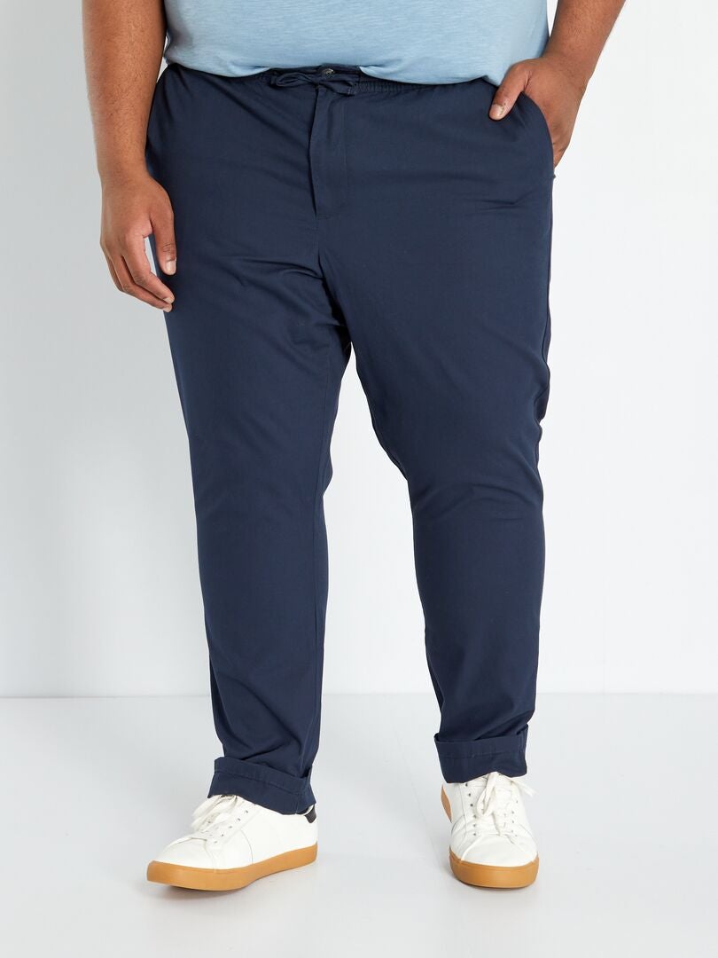 Pantalon en popeline bleu marine - Kiabi