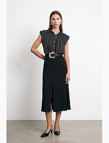 Pantalon en popeline de coton avec ceinture dilvin