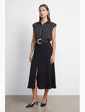 Pantalon en popeline de coton avec ceinture dilvin