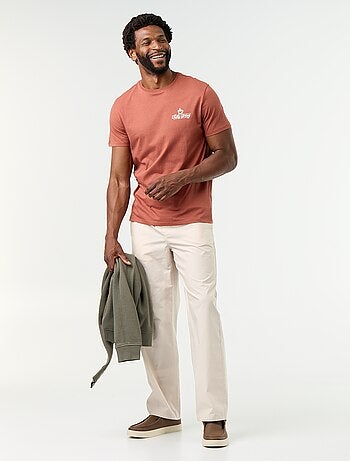 Pantalon en popeline taille élastiquée