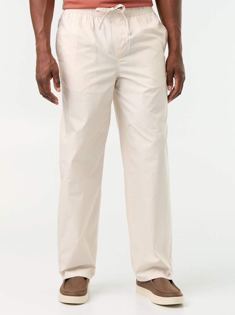 Pantalon en popeline taille élastiquée Gris - Kiabi