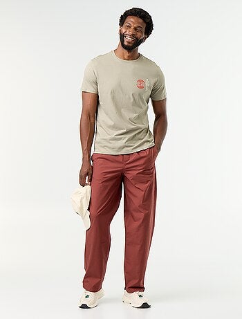 Pantalon en popeline taille élastiquée
