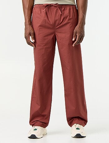 Pantalon en popeline taille élastiquée