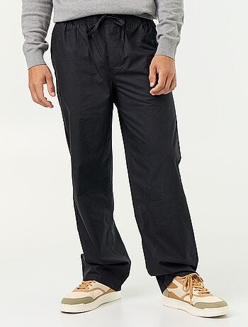 Pantalon en popeline taille élastiquée