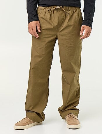 Pantalon en popeline taille élastiquée