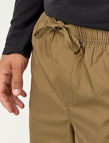 Pantalon en popeline taille élastiquée