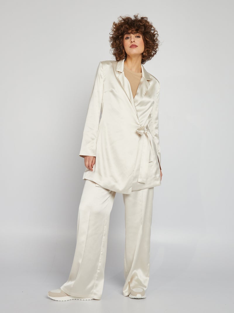 Pantalon en satin Blanc - Kiabi