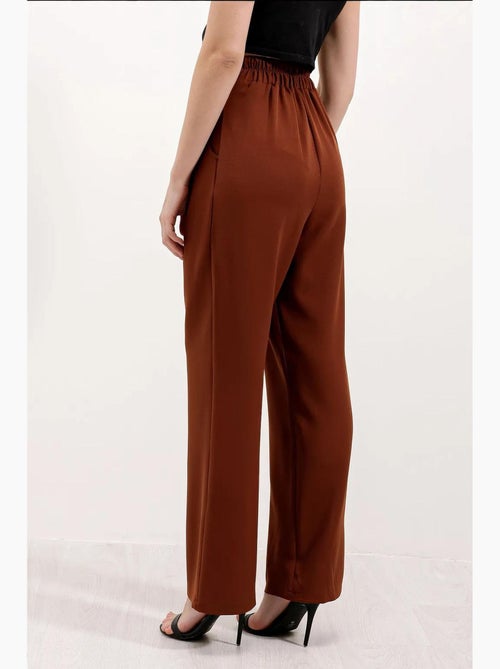 Pantalon en satin plissé taille haute à jambes larges bdart - Kiabi Pantalon en satin plissé taille haute à jambes larges bdart - Kiabi