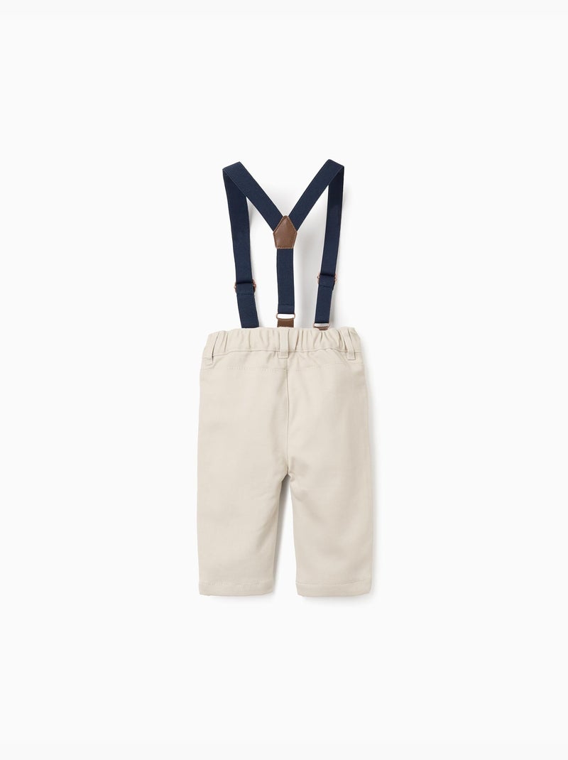 Pantalon en sergé à bretelles amovibles Beige clair - Kiabi