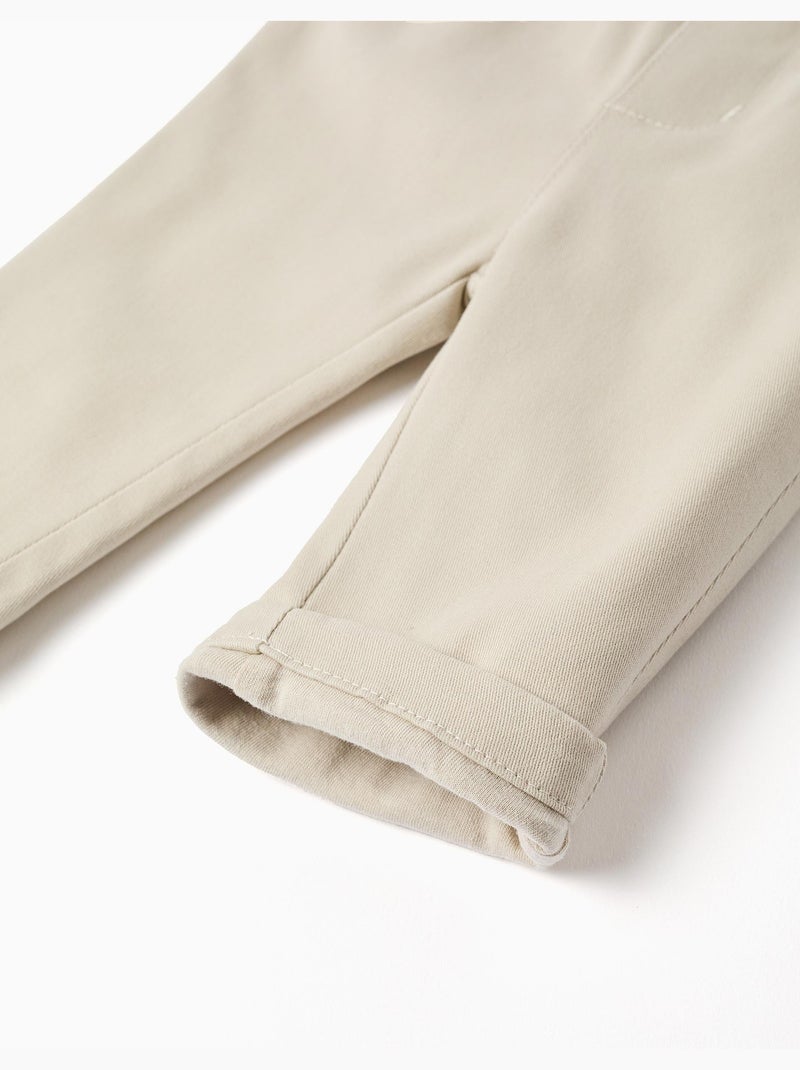 Pantalon en sergé à bretelles amovibles Beige clair - Kiabi
