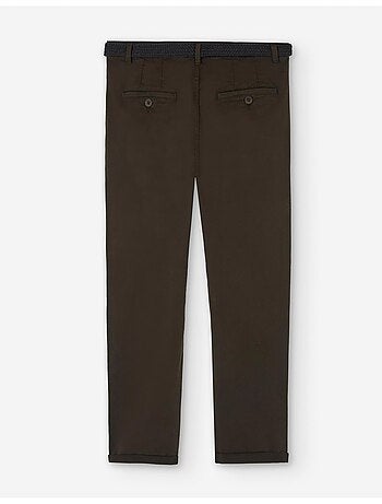 Pantalon en sergé à coupe classique avec ceinture