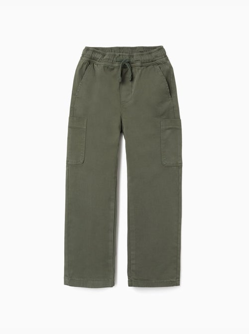 Pantalon en sergé à coupe droite avec poches cargo - Kiabi