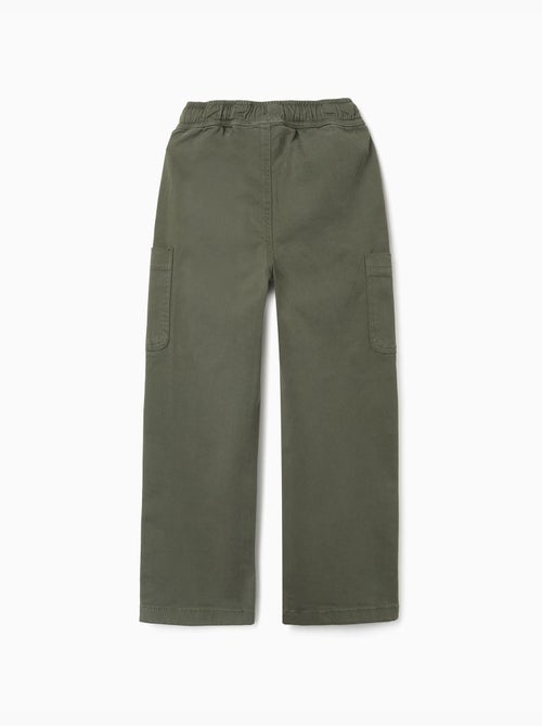 Pantalon en sergé à coupe droite avec poches cargo - Kiabi