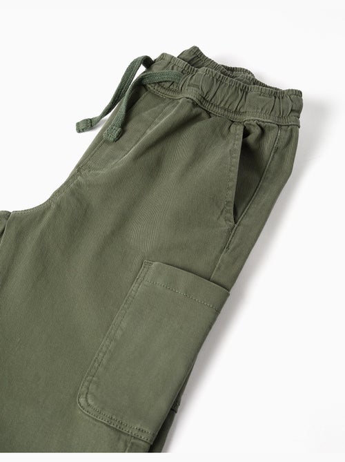 Pantalon en sergé à coupe droite avec poches cargo - Kiabi