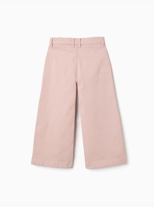 Pantalon en sergé  à jambe large avec poches à l'avant - Kiabi