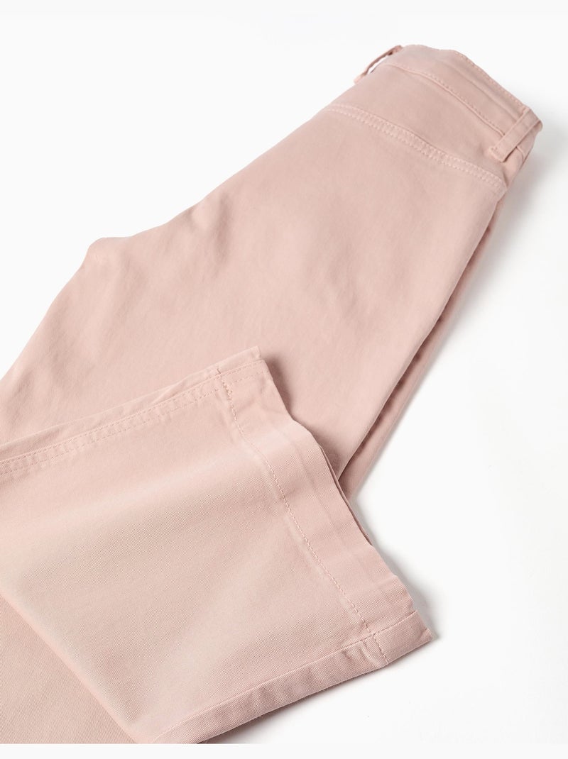 Pantalon en sergé  à jambe large avec poches à l'avant Rose clair - Kiabi