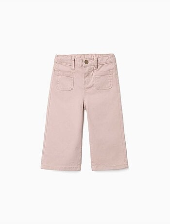 Pantalon en sergé à jambe large avec poches devant