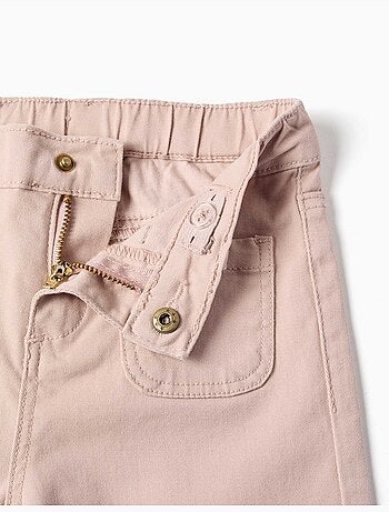Pantalon en sergé à jambe large avec poches devant