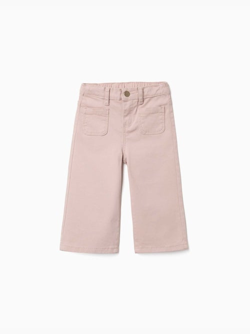 Pantalon en sergé à jambe large avec poches devant - Kiabi Pantalon en sergé à jambe large avec poches devant - Kiabi