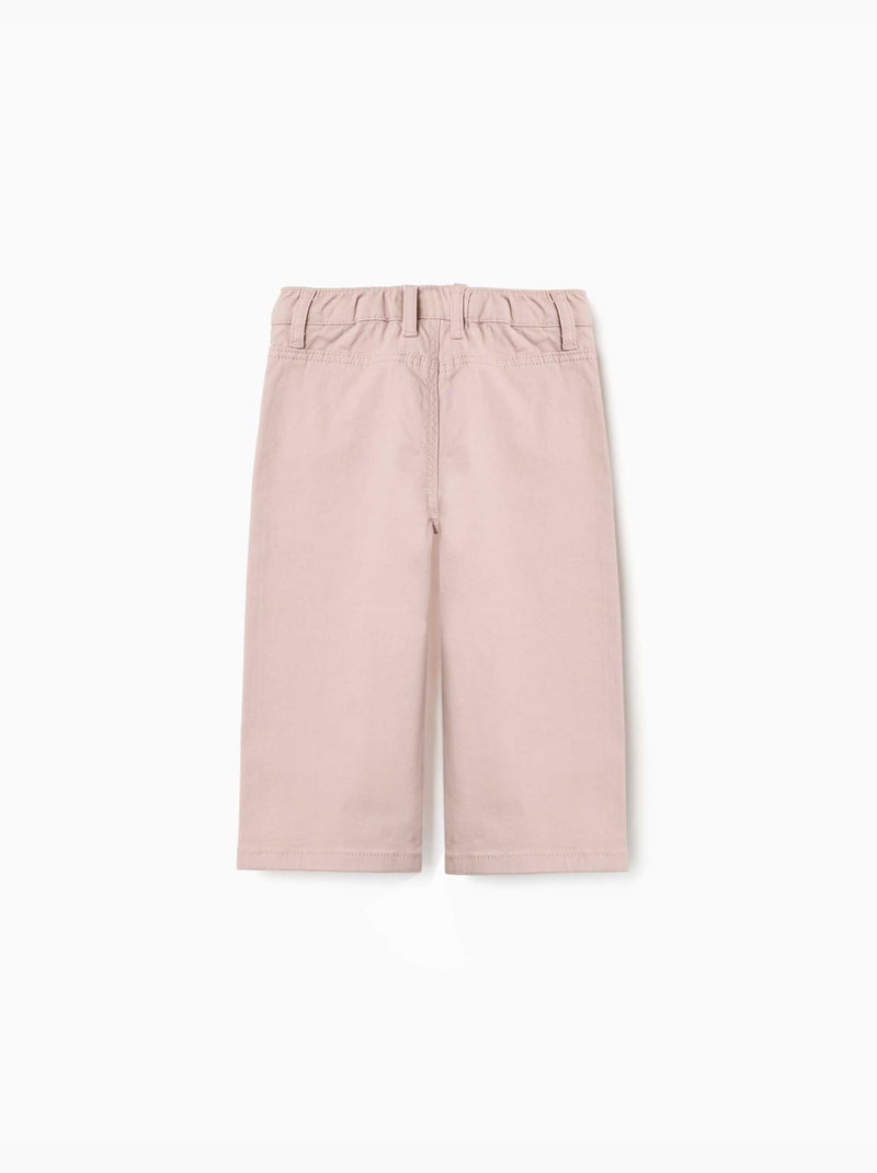 Pantalon en sergé à jambe large avec poches devant Rose clair - Kiabi